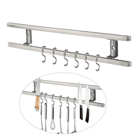 Stainless Steel Magnetic Knife Holder Double Bar Easy Storage Knife Rack Strip for Kitchen Utensil Tool Hook