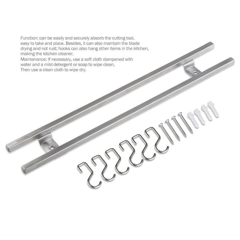 Stainless Steel Magnetic Knife Holder Double Bar Easy Storage Knife Rack Strip for Kitchen Utensil Tool Hook