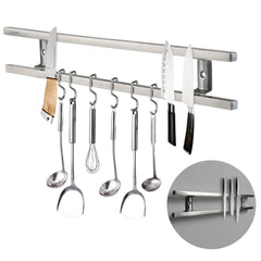 Stainless Steel Magnetic Knife Holder Double Bar Easy Storage Knife Rack Strip for Kitchen Utensil Tool Hook